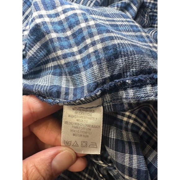 Liberty Blues Mens 4XL Big Plaid Button Down Shirt Blue White Cotton 79-1260-3 - Picture 7 of 9